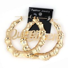 Elegant Script Bamboo Hoops Earrings
